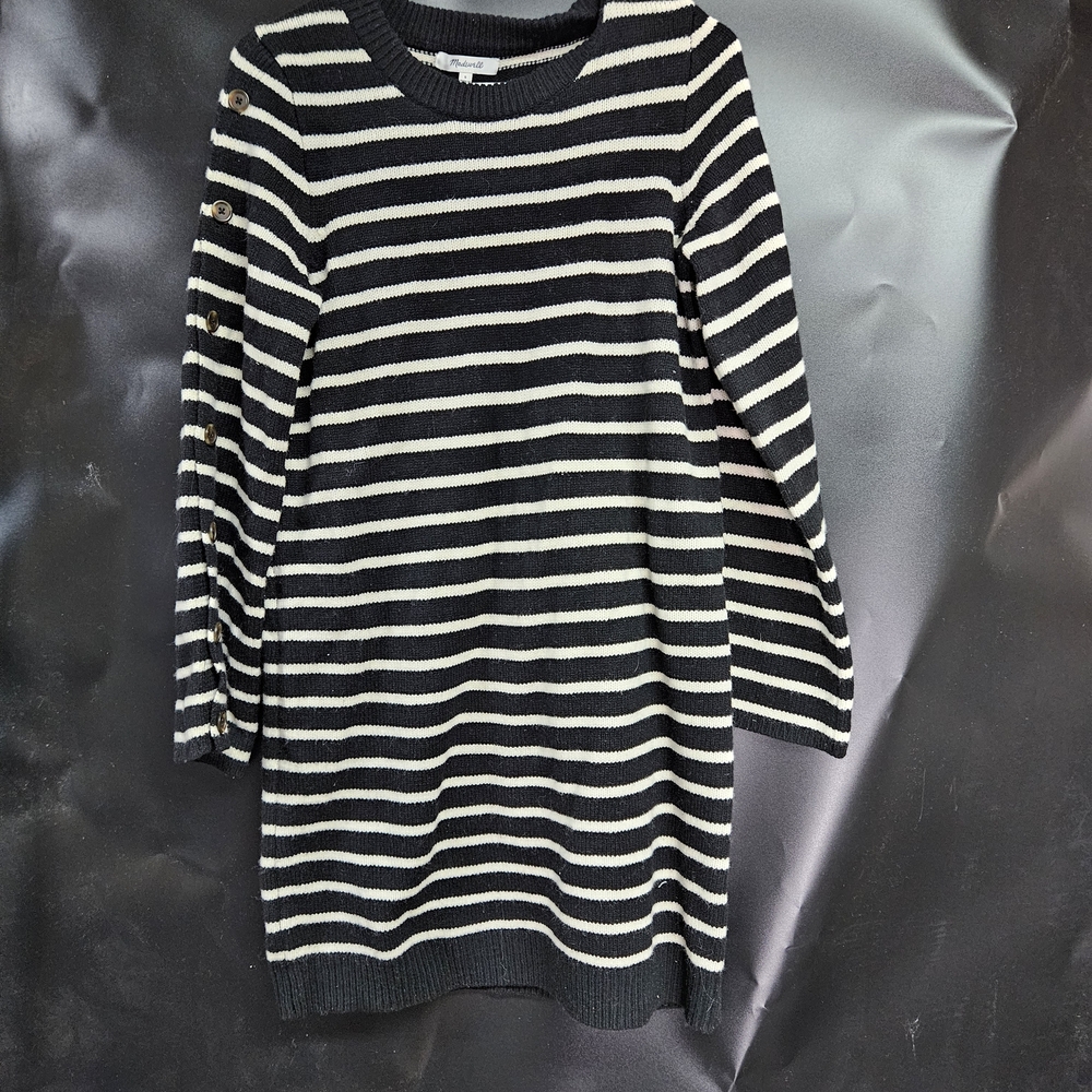 Madewell Black and White Striped Knit Top